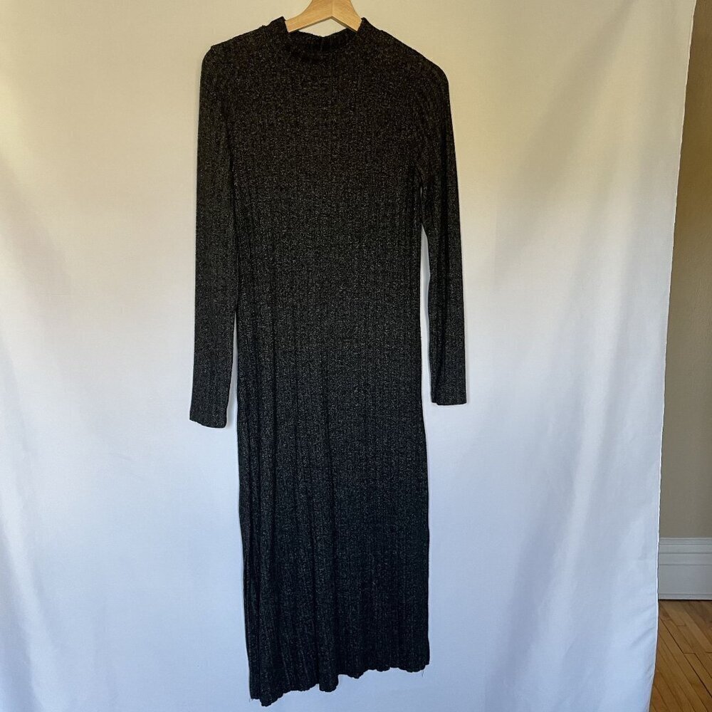 For the Republic long sleeved gray maxi dress knit material women's size medium
